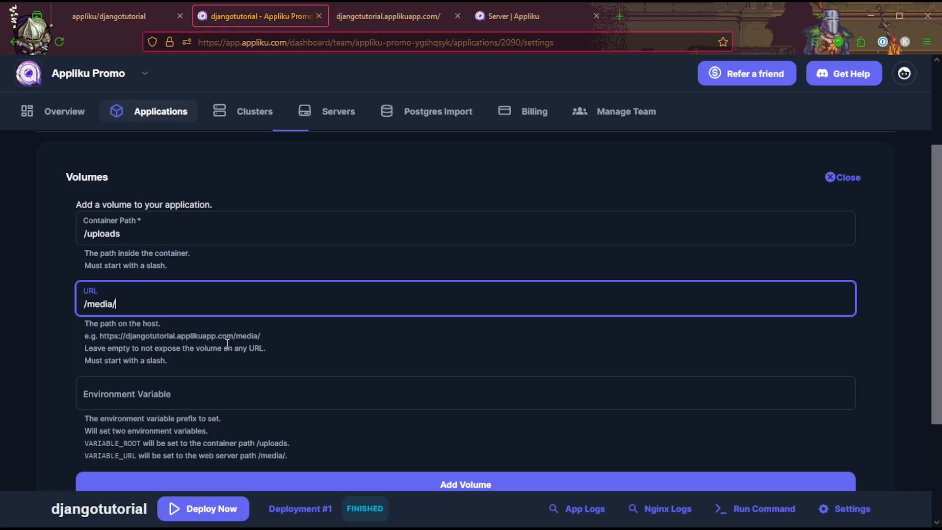 Volume configuration