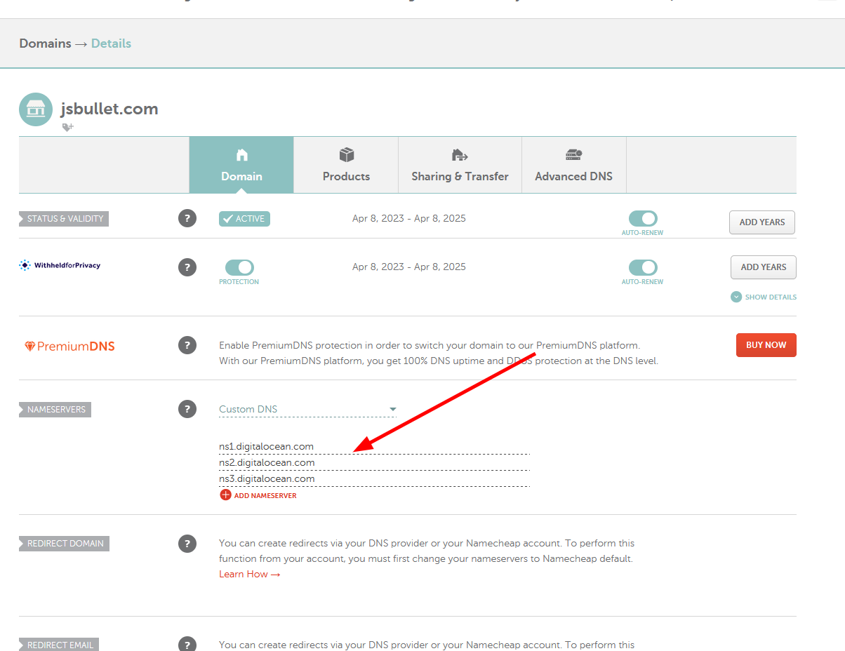 NameCheap DNS records